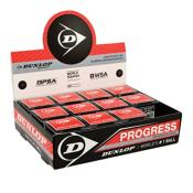Caja de 12 Pelotas de squash Dunlop progress - punto rojo