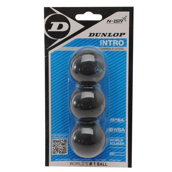 Pelotas de squash Dunlop Intro - punto azul (x3)