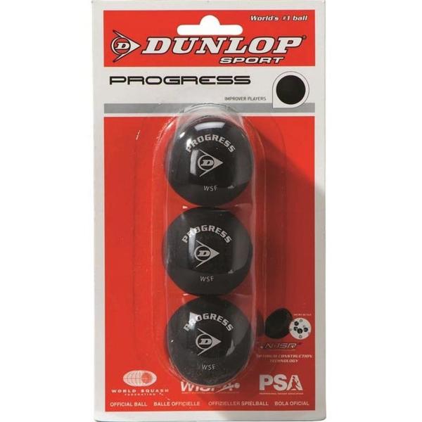 Pelotas de squash Dunlop progress - punto rojo (x3 uds)